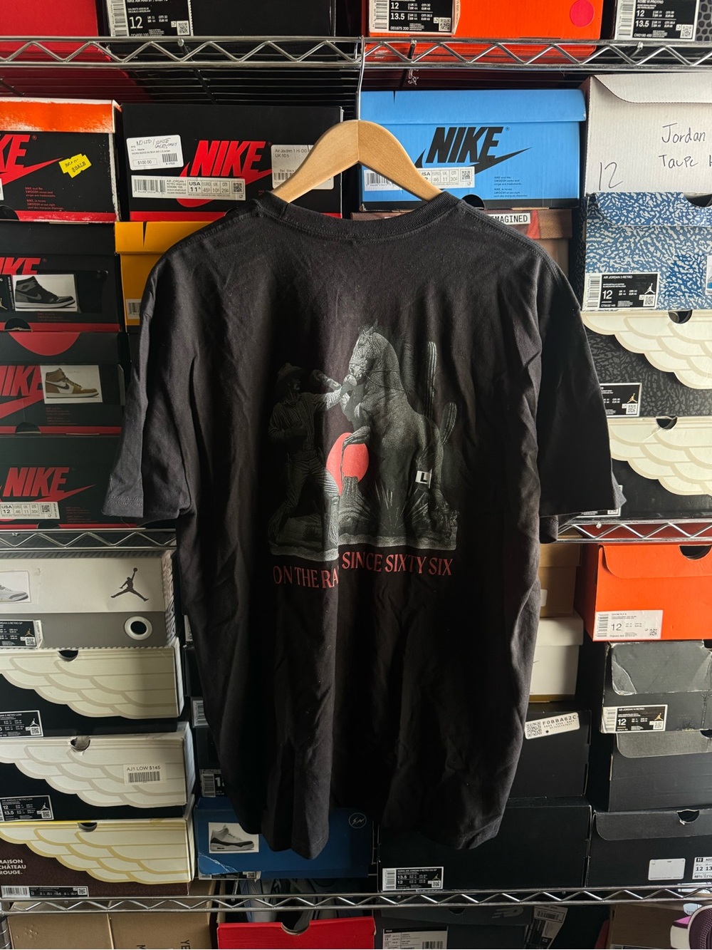 Black Graphic T-Shirt with Red Accent - Brand Unknown